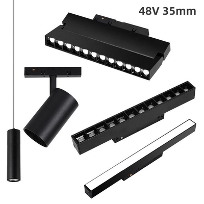 Aluminium 48v 35mm Ruang Tamu Magnetic Track Lighting Ponsel Kiri Dan Kanan