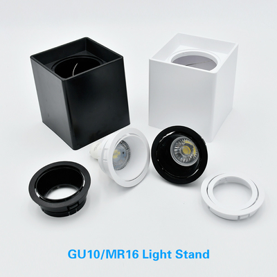 Persegi / Bulat Gu10 Bulb Housing Surface Mounted Mr16 LED Housing
