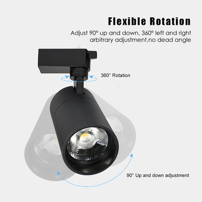 Supermarket LED Track Light Indeks Tampilan Tinggi Spotlight LED COB yang Dapat Disesuaikan