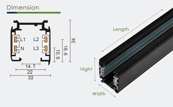 CE RoHS Track Lighting Rail System 0.5m 1m 1.5m LED Track Light System