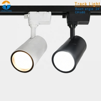 Aluminium + Plastic Black Surface Track Light Cob 24W Pembuangan Panas Cepat