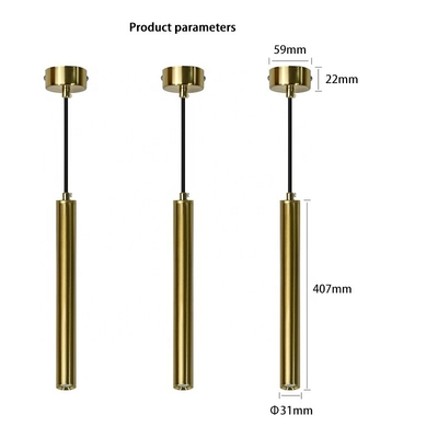 Golden Long Tube Cylindrical Pendant Light Permukaan Langit-langit Dipasang