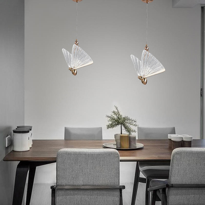 Bahan Kaca 3D LED Pendant Light Dekorasi Kupu-kupu untuk Restoran