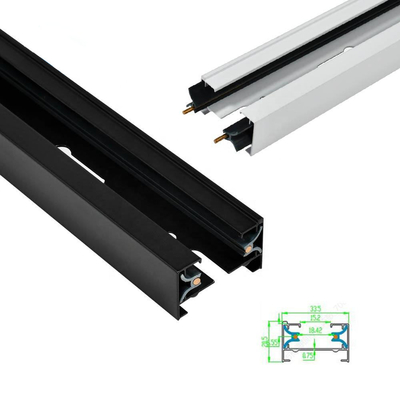 Dua Kawat Track Light Rail Powder Coating Permukaan Selesai