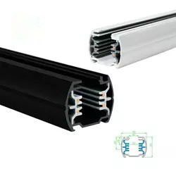 OEM ODM Hitam LED Track Rail 43-34mm Empat Kawat Dan Tiga Sirkuit