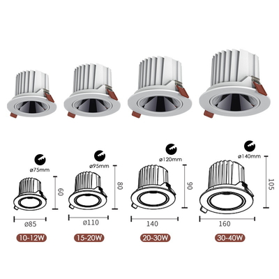 Cob 10W 15w 20W Dimmable LED Downlight Anti Silau Tanpa Bingkai Pencahayaan Tersembunyi
