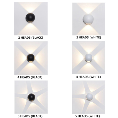 Bola Kreatif Led Cross Lampu Dinding Luar Bercahaya Multi Headed