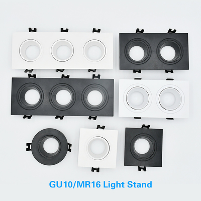 Round / Square Commercial Home Hotel Mr16 Downlight Housing Untuk Embedded Downlight