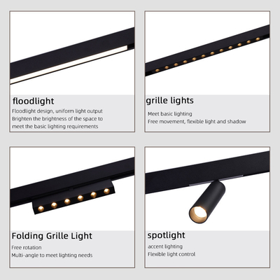 DC 48V Magnetic Track Light Tertanam Di Permukaan Dipasang Led Spotlight Grille Light