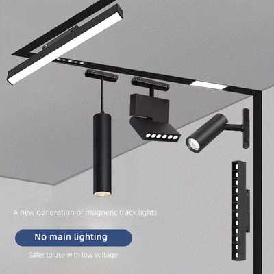 Lampu Tertanam Cob Linear Grille LED 48V Magnetic Track Light hitam putih