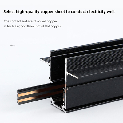 Hitam Aluminium Tertanam Magnetic Rail Track Spotlight 48V 20MM 1M 1.5M 2M