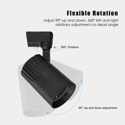 Aluminium Body COB LED Spotlight Pencahayaan Komersial LED Track Spotlight