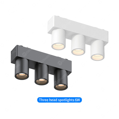 CRI90 Magnetik Tiga Head Track Light Langit-langit Bebas Led Hitam Putih Spotlight